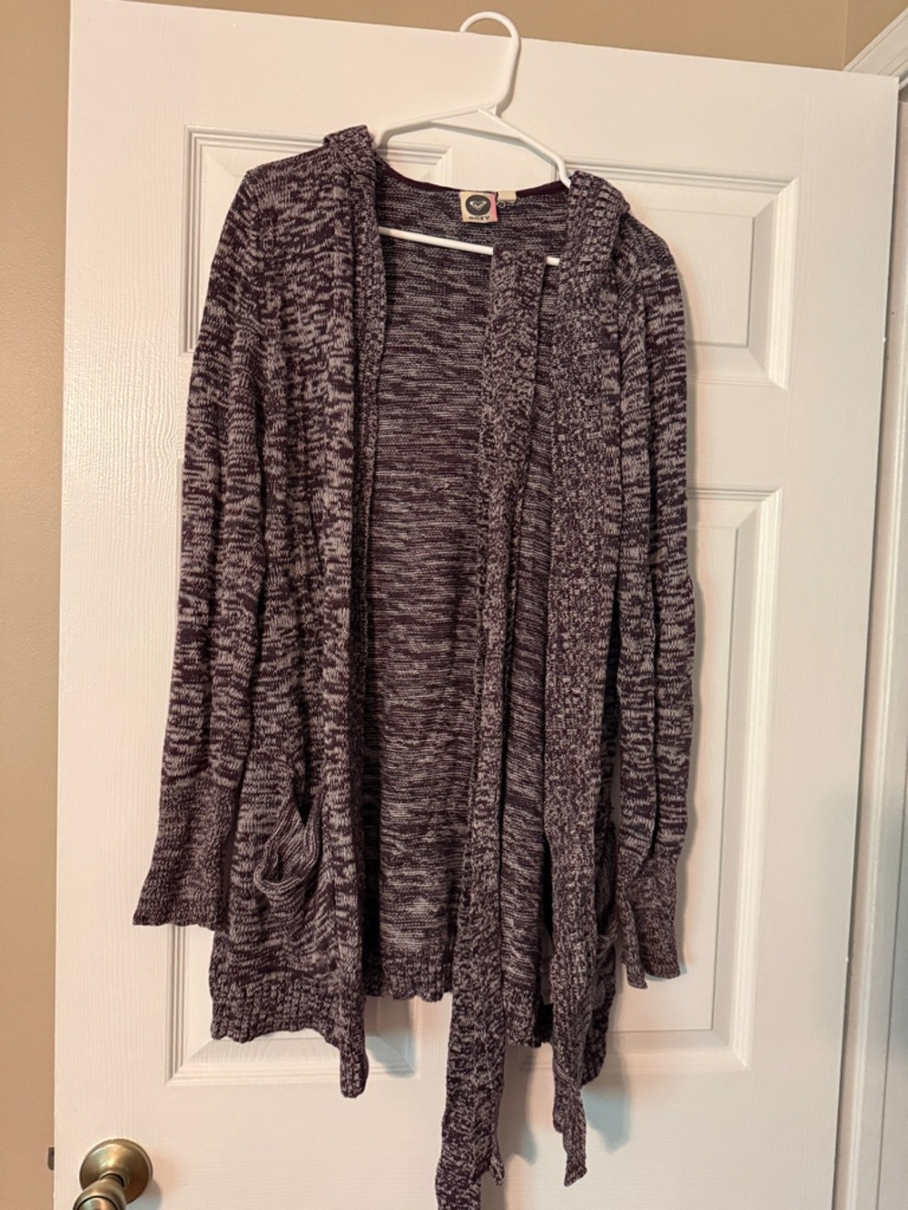 Roxy Open-Front Marled Cardigan in Plum